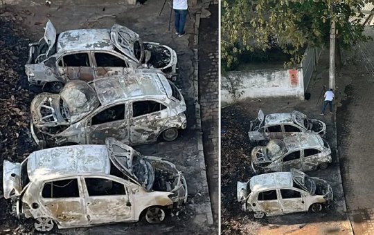 Carros pegam fogo no Rio Vermelho