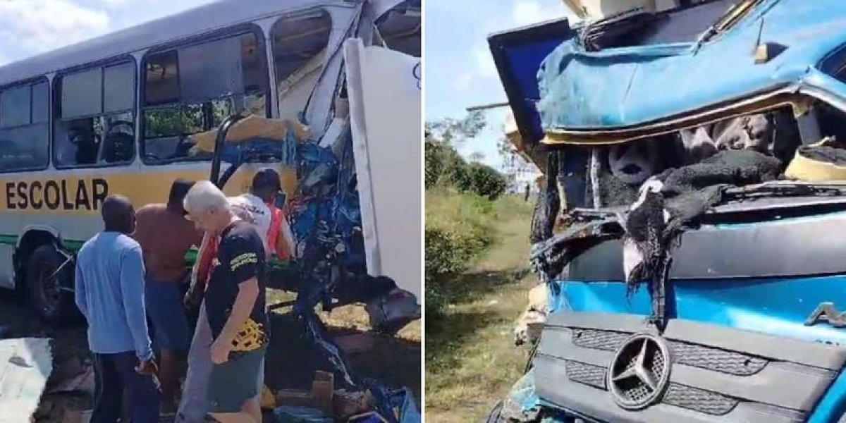 Acidente entre carreta e ônibus deixa feridos na Linha Verde