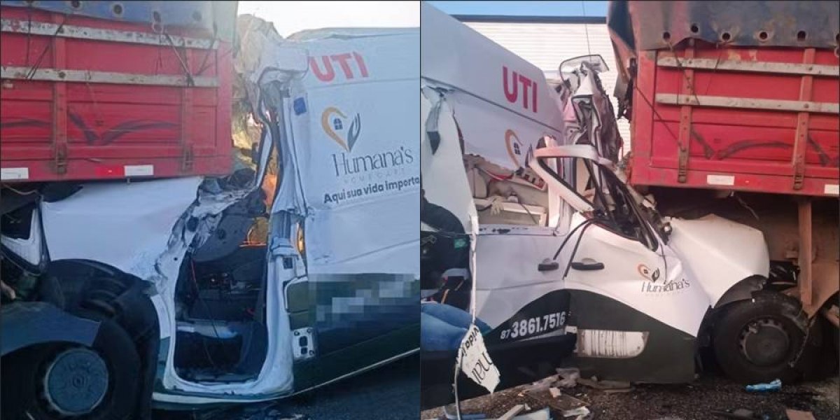 Quatro pessoas morreram após acidente entre ambulância e caminhão