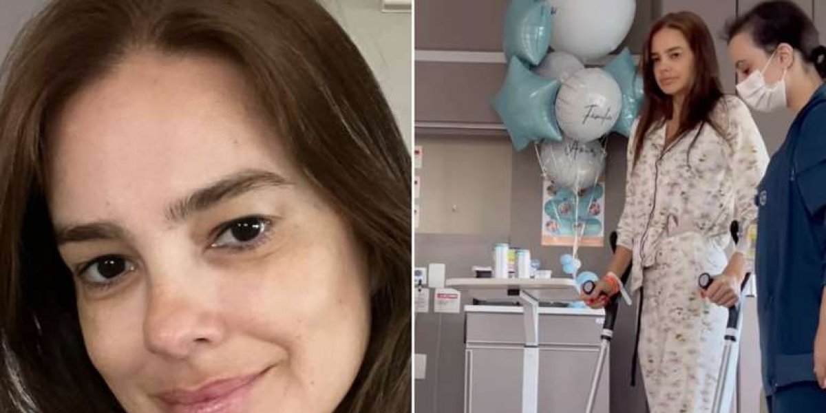 Vera Viel aparece andando com muletas dois dias após cirurgia