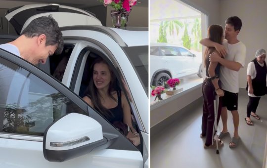 Rodrigo Faro compartilha momento em que esposa volta para casa