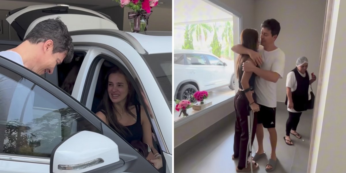 Rodrigo Faro compartilha momento em que esposa volta para casa