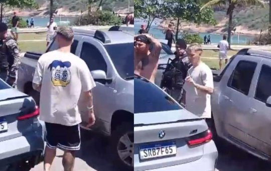 Jogador do Flamengo é visto em confusão junto da torcida do Peñarol