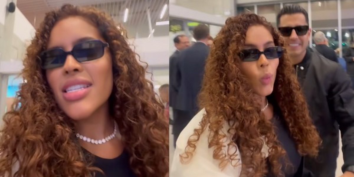 Sthe Matos e Kevi Jonny embarcam em voo inaugural Salvador - Paris