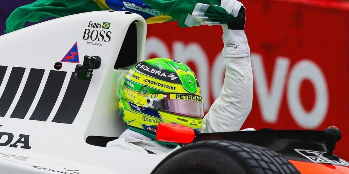 Hamilton pilota McLaren de Ayrton Senna e emociona público em Interlagos
