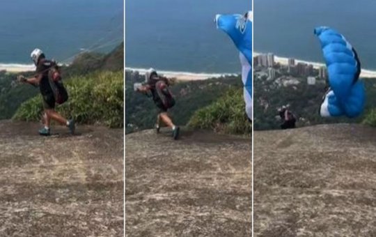 Homem morre ao tentar voar de speed fly no Rio de Janeiro