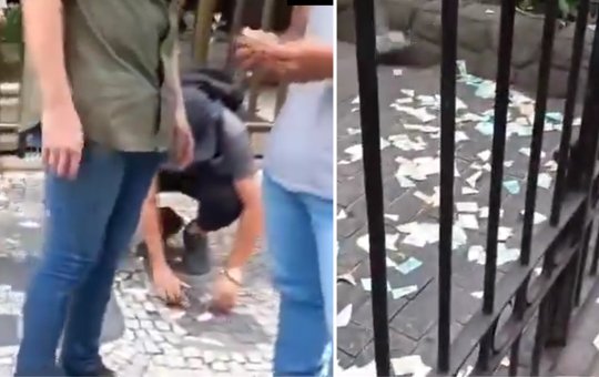 "Chuva de dinheiro", homem arremessa dinheiro pela janela em Niterói