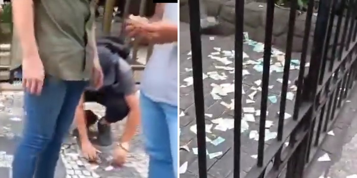 "Chuva de dinheiro", homem arremessa dinheiro pela janela em Niterói