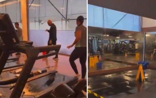 Teto de academia de luxo desaba em Salvador e causa alagamento