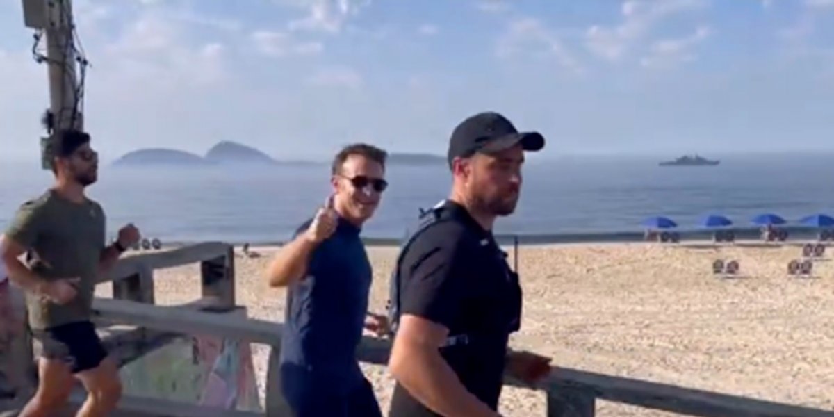 Macron faz corrida em praia na zona sul do Rio