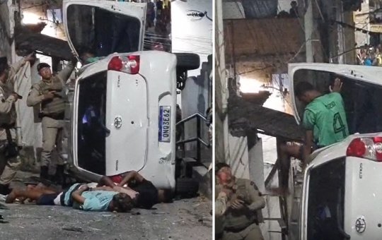 Suspeitos de roubo capotam carro durante fuga em Salvador