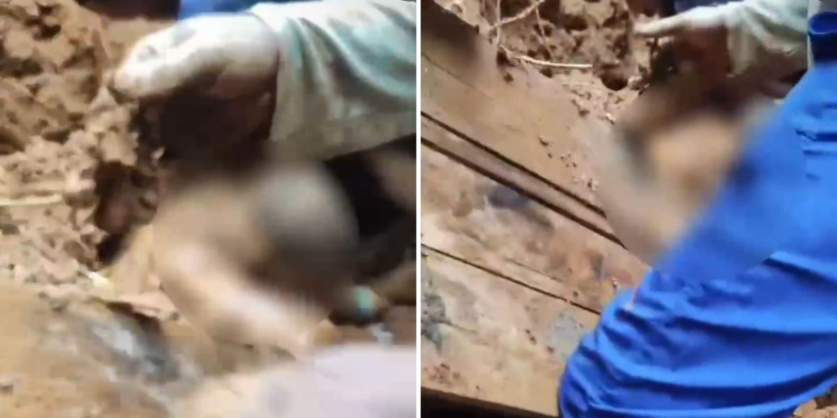 Vítima é resgatada em meio a deslizamento de terra na região da Saramandaia