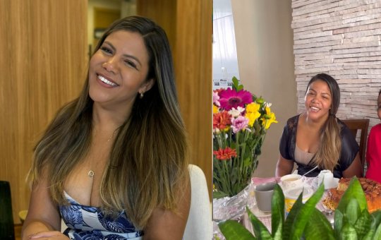 Mani Rego recebe visita da mãe com uma surpresa gostosa: Bolo de Banana