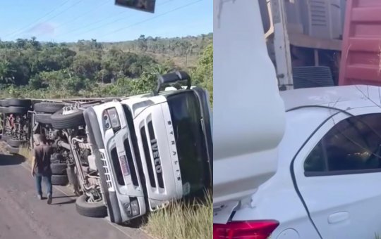 Carreta tomba em São Sebastião do Passé