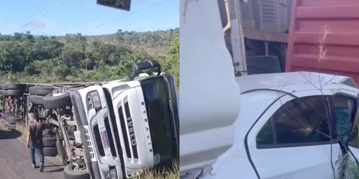 Carreta tomba em São Sebastião do Passé