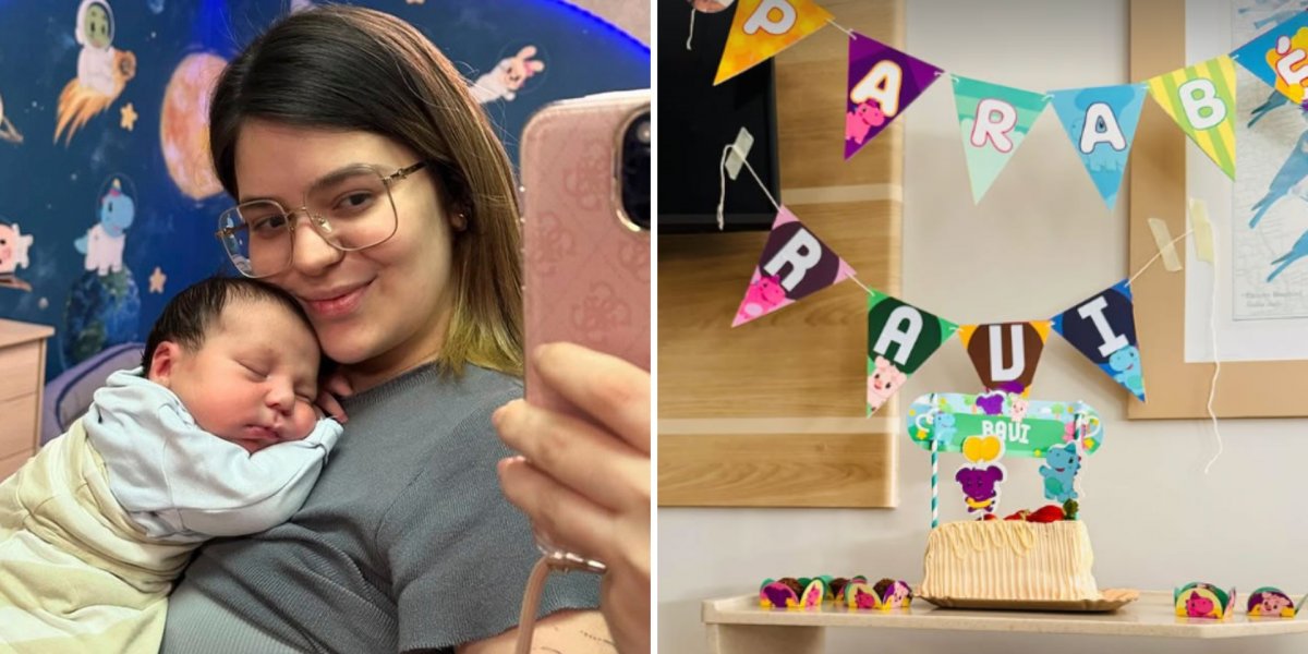Viih Tube e Eliezer celebram primeiro mêsversario de Ravi com festinha no hospital