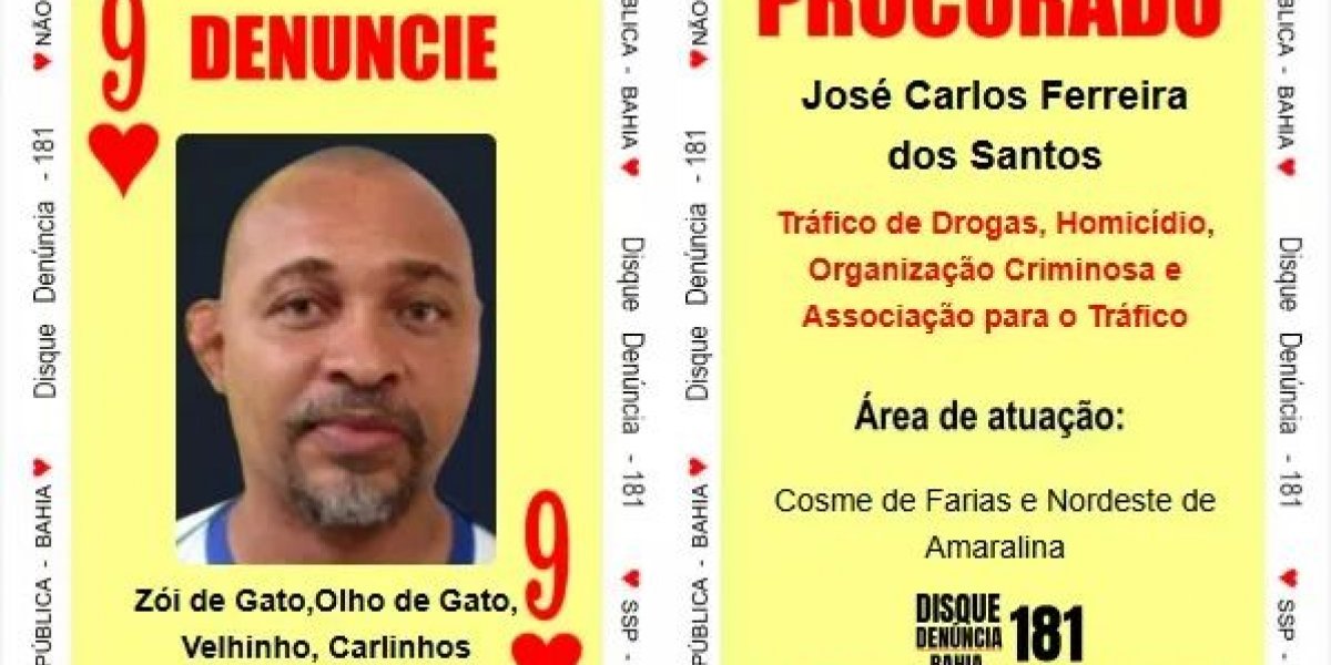 Líder de facção criminosa no Nordeste de Amaralina entra pro Baralho do Crime