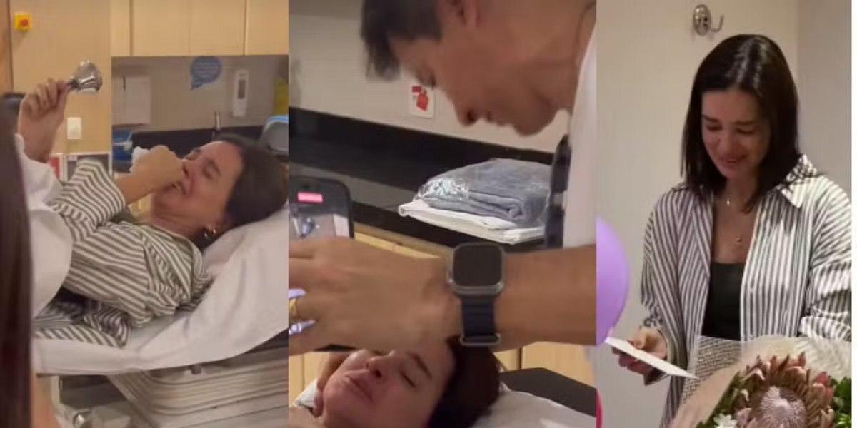 Vera Viel celebra última sessão de radioterapia ao lado de Rodrigo Faro e das filhas
