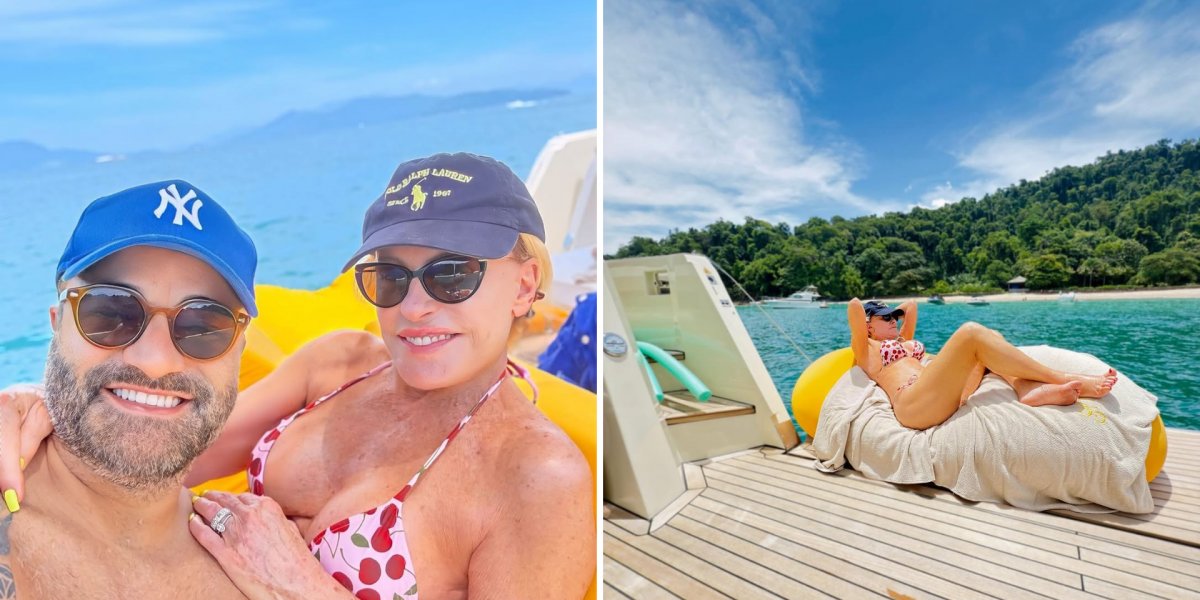 Ana Maria Braga posta foto com namorado de biquíni e faz declaração: ‘faz a vida brilhar ainda mais’