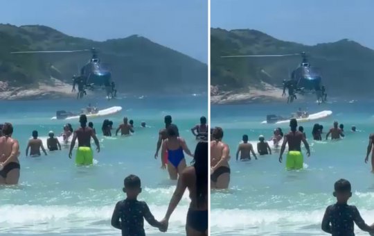 Policial militar deixa fuzil cair no mar e banhistas recuperam armamento