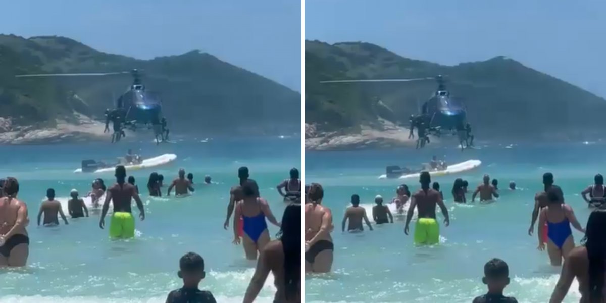 Policial militar deixa fuzil cair no mar e banhistas recuperam armamento