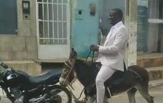 Vereador surpreende ao chegar à posse montado em um jumento