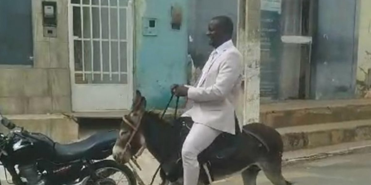 Vereador surpreende ao chegar à posse montado em um jumento