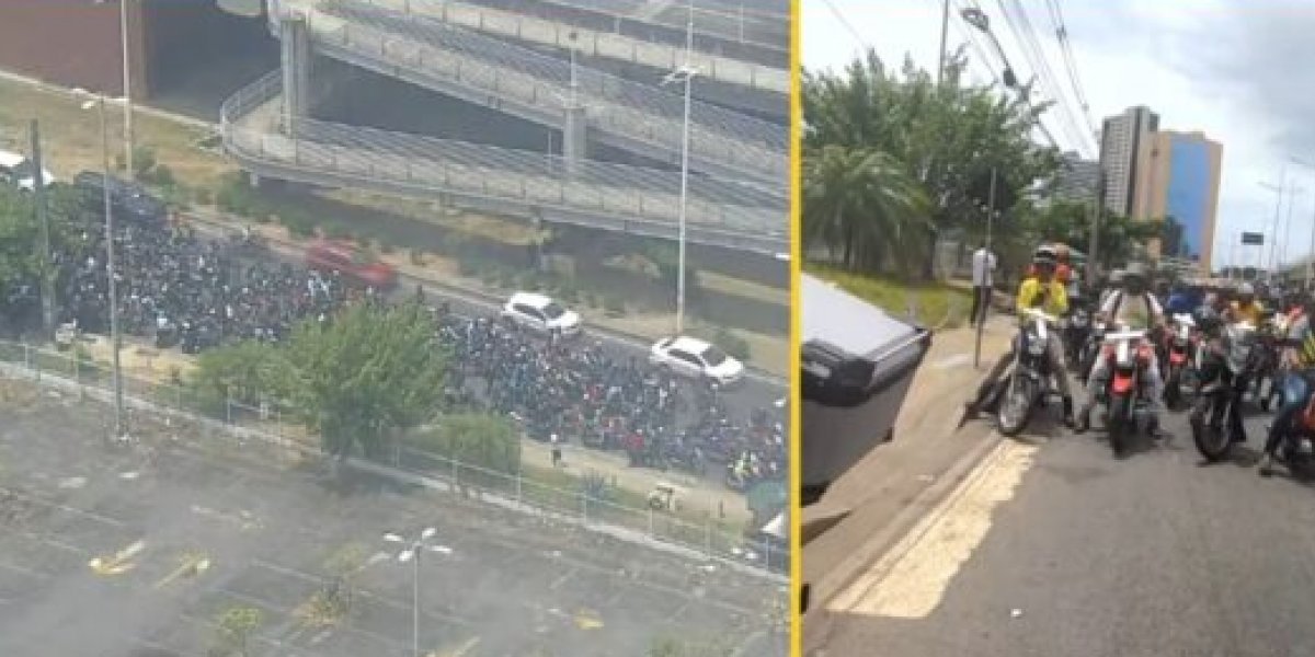 Protesto de motoboys deixa trânsito lento na região do Iguatemi