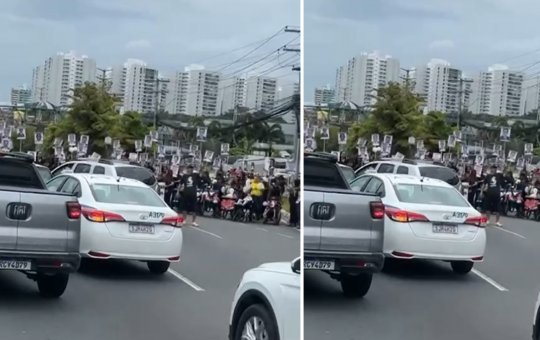 Protesto contra veto de pensão anunciado por Lula causa congestionamento na Paralela