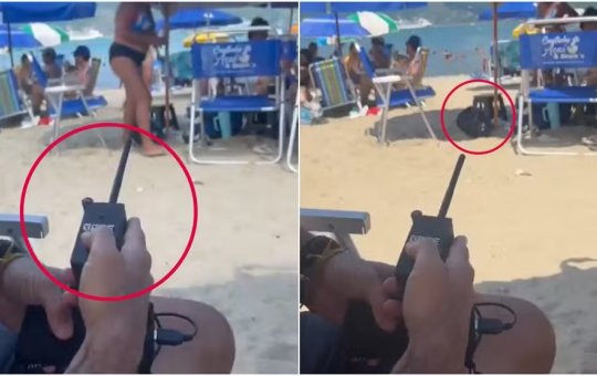 Turista usa dispositivo para silenciar caixa de som enquanto estava na praia