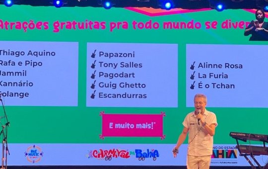 Governo do estado anuncia atrações da pipoca no Carnaval de 2025