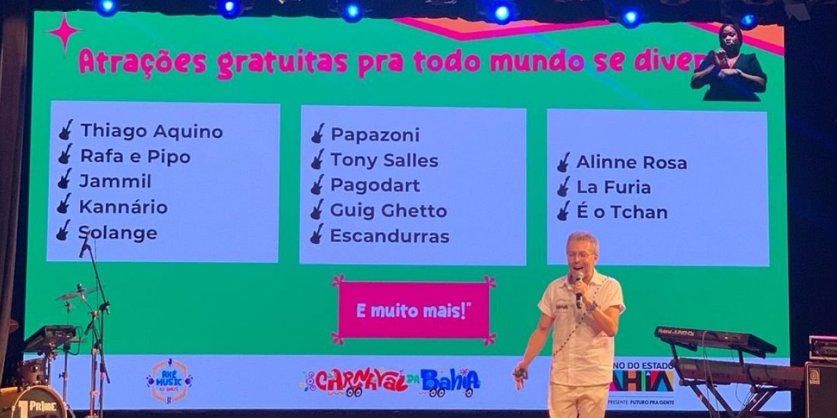 Governo do estado anuncia atrações da pipoca no Carnaval de 2025