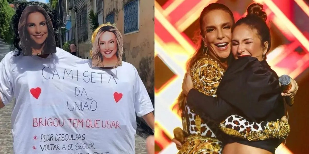 Foliões usam 'camisa da amizade' fantasiados de Ivete Sangalo e Claudia Leitte