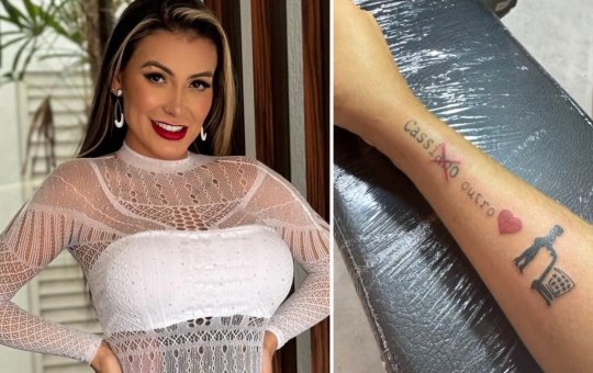 Andressa Urach cobre tatuagem que havia feito para ex-namorado