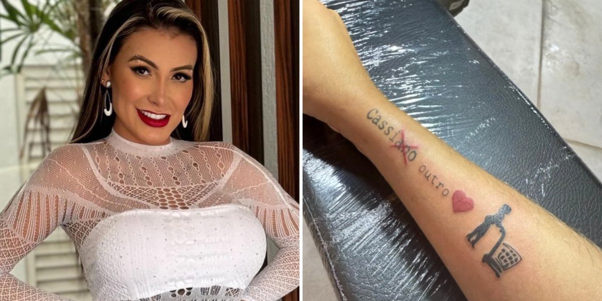 Andressa Urach cobre tatuagem que havia feito para ex-namorado