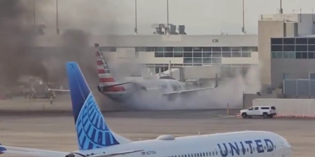 Avião da American Airlines pega fogo no aeroporto de Denver, nos Estados Unidos