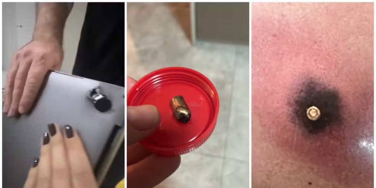 Motociclista é atingido por bala nas costas durante assalto, mas notebook na mochila impede ferimento grave