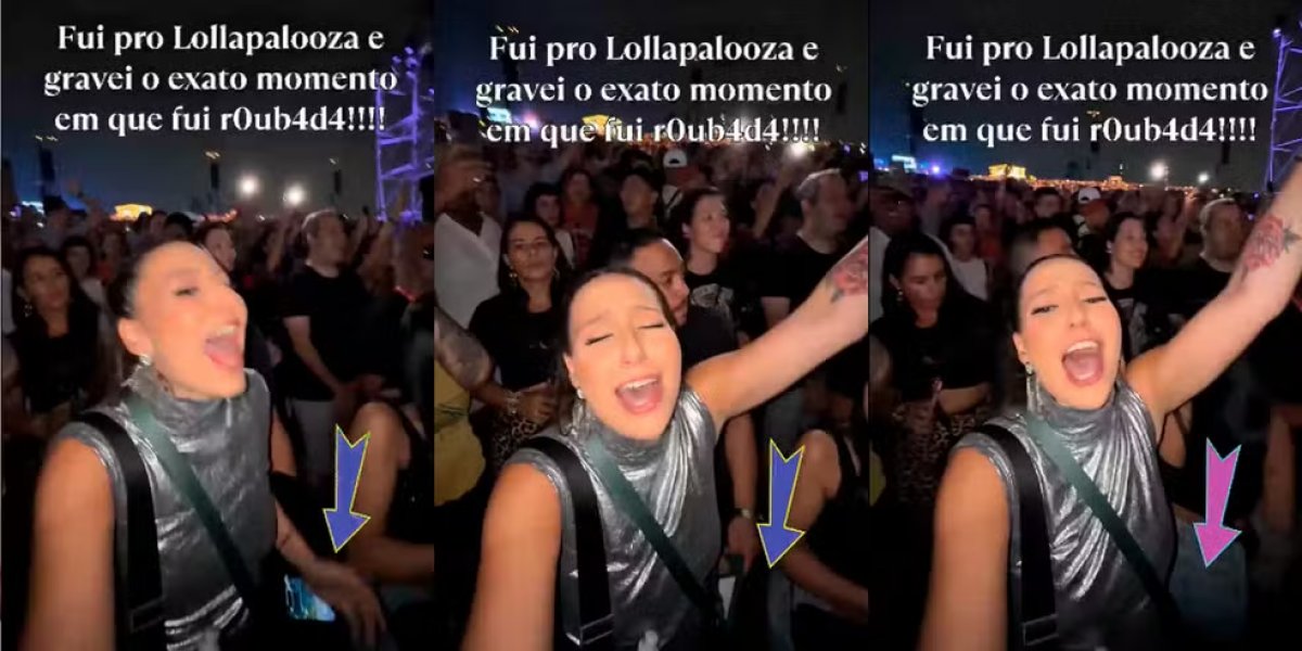 Influenciadora tem celular furtado durante show no Lollapalooza e registra o crime em vídeo