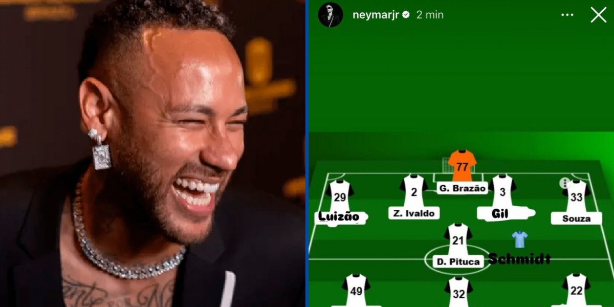 Neymar publicou uma escalação e adicionou alguns jogadores inusitados nela