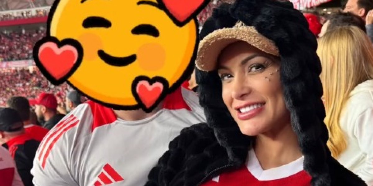 Andressa Urach surge com novo namorado em jogo do Internacional na Copa Libertadores
