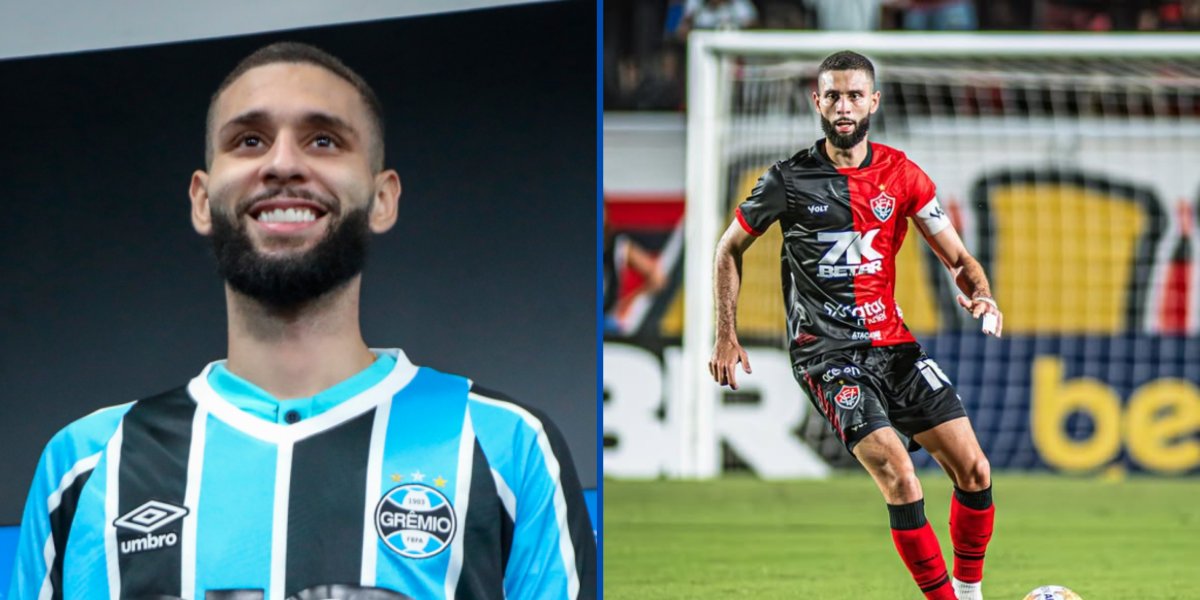 Wagner Leonardo na apresentação do Grêmio e Wagner Leonardo atuando no Vitória