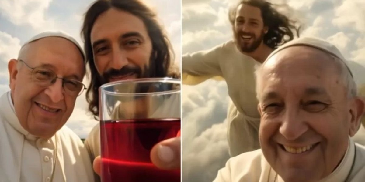 Vídeo de Jesus com Papa Francisco feito com uso de I.A viraliza nas redes sociais