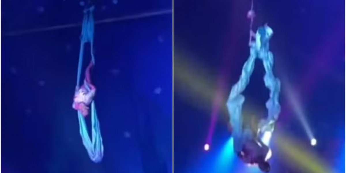 Trapezista sofre queda após cabo se romper durante apresentação em circo