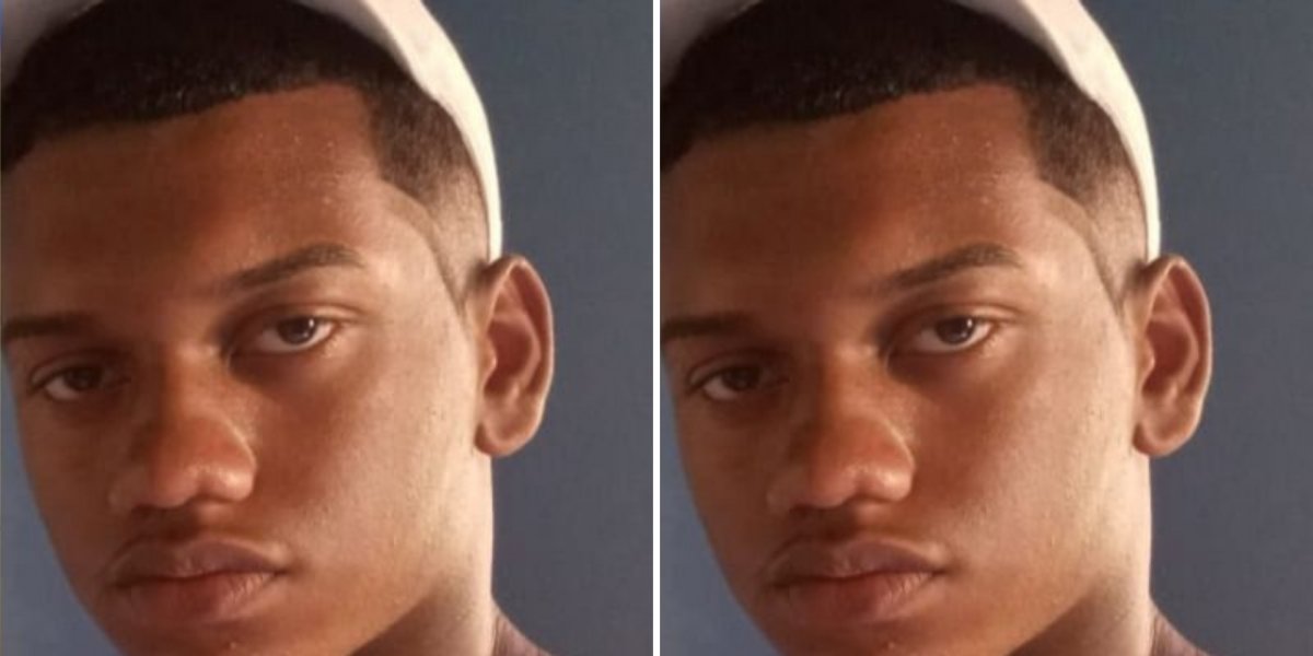 A imagem mostra o jovem Cauã de 16 anos 