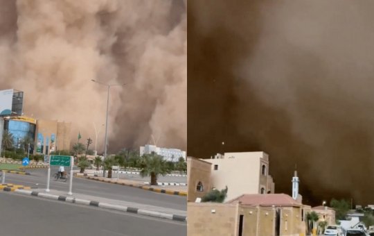 Tempestade de areia surpreende moradores e transforma dia em noite na Arábia Saudita