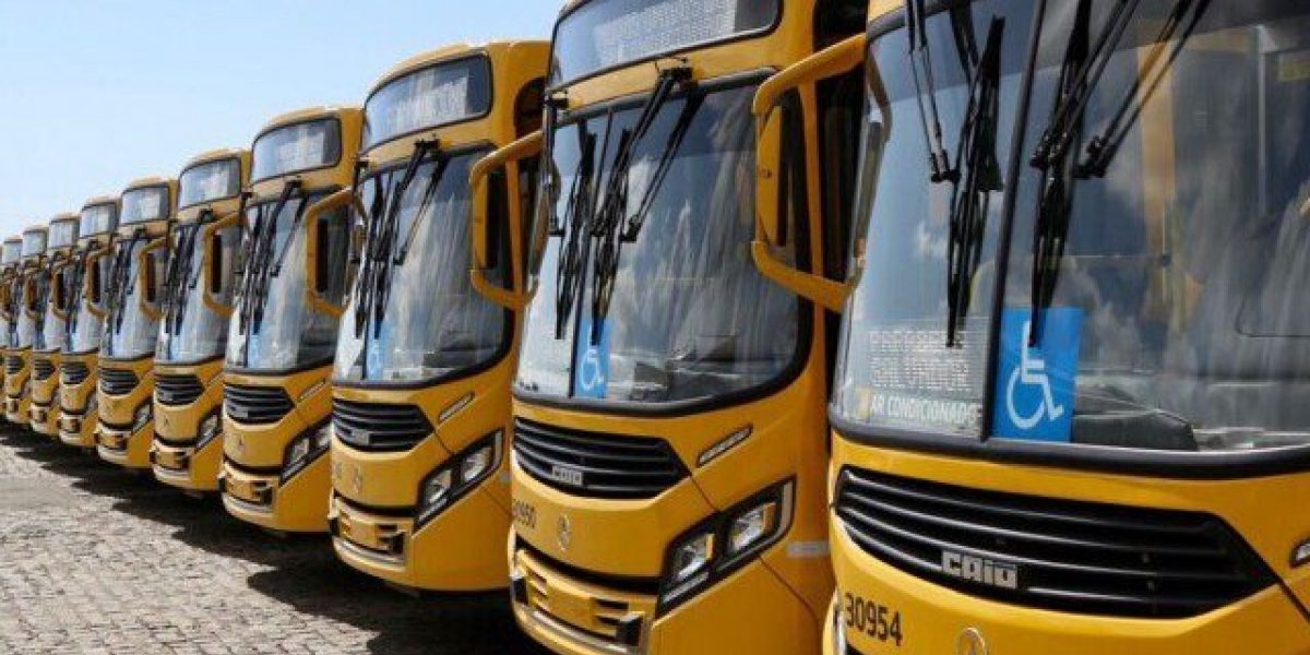 A imagem mostra ônibus de Salvador