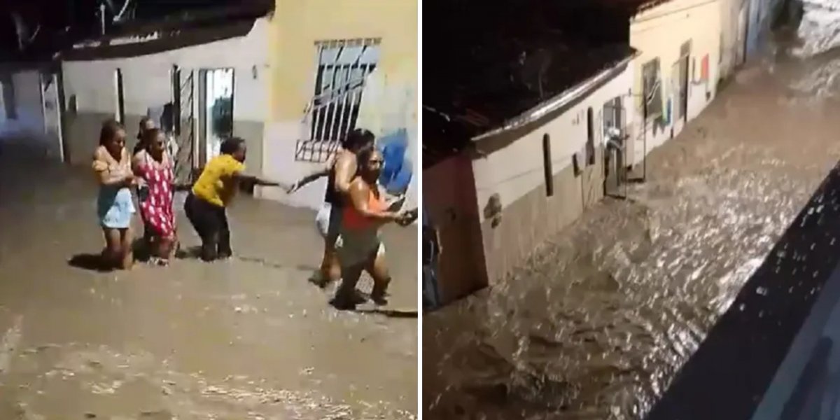Fortes chuvas causam alagamentos em Cachoeira, no Recôncavo Baiano