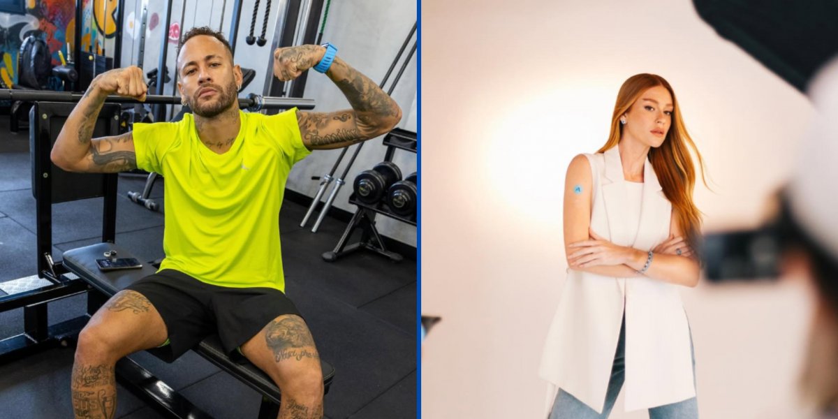 Marina Ruy Barbosa na foto da direita e Neymar na foto da esquerda