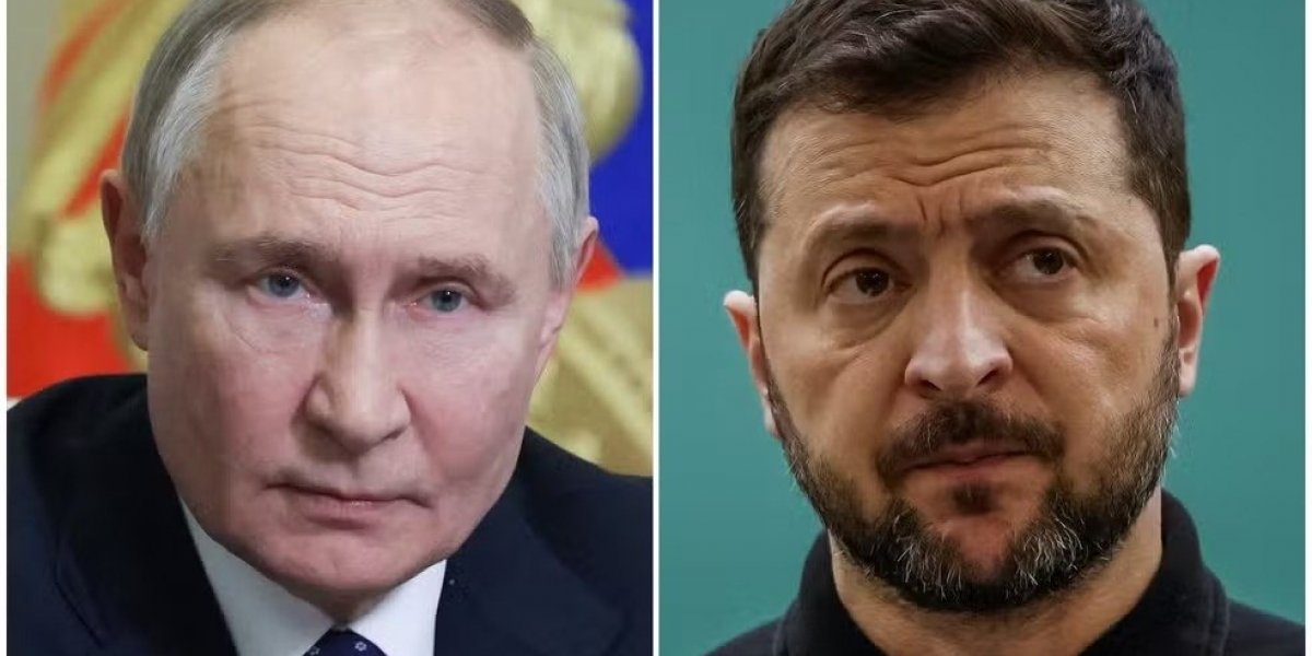 Putin (esquerda) e Zelensky (Direita)