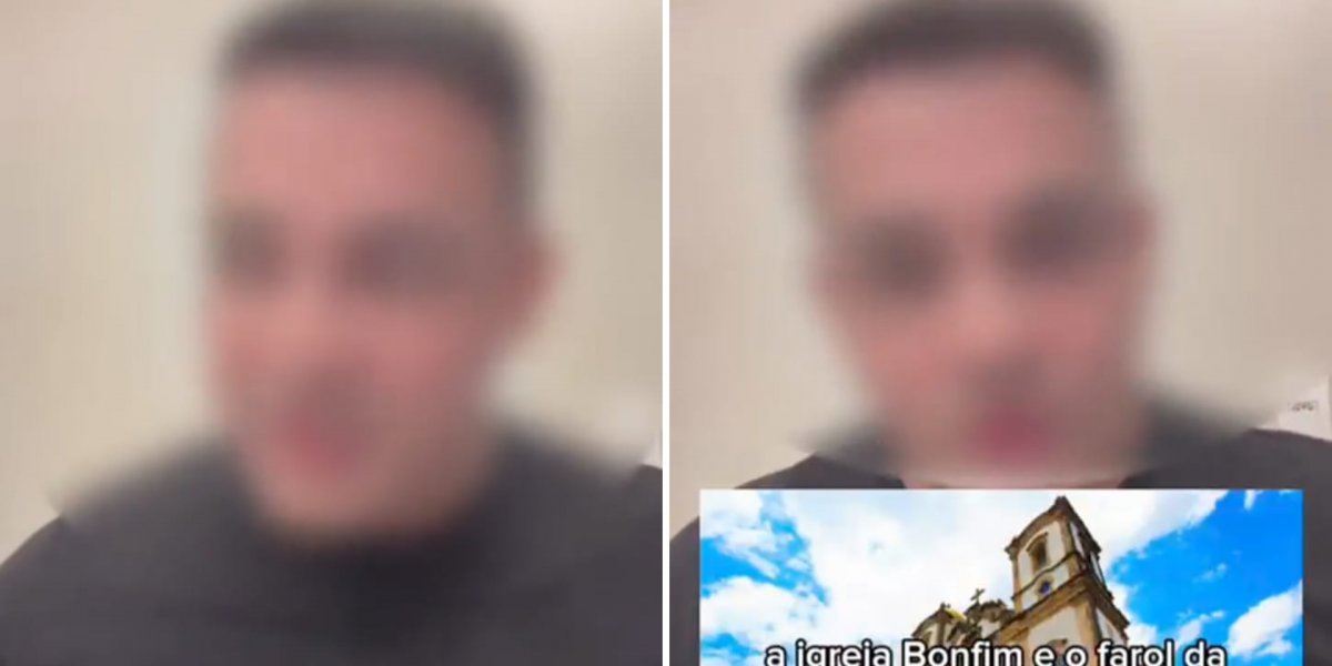 A imagem é uma reprodução do vídeo em que turista desabafa após visitar Salvador